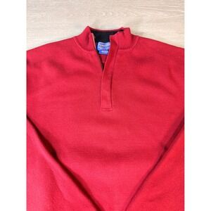 Pendleton Red 100% Cotton 1/4 Zip Mock Neck Sweater Men's XL